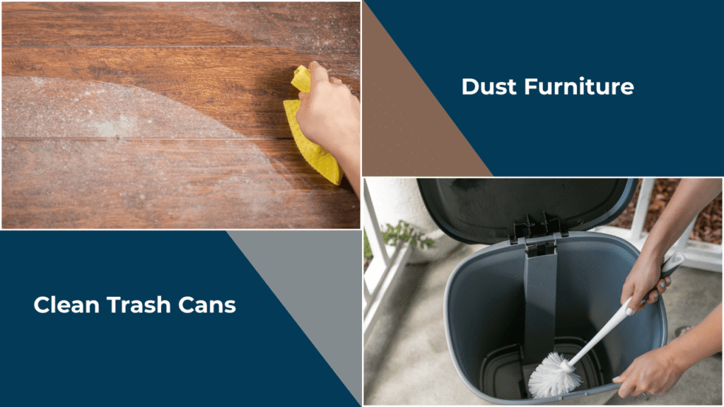 Dust Furniture & Clean Trash Cans